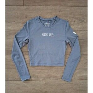 FIRM ABS Womens Cropped Long Sleeve Small Active Top Perfect Goddess Blue Gray